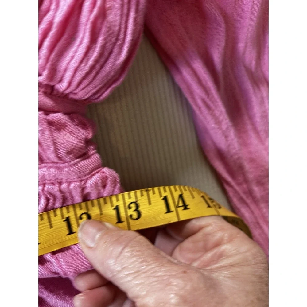 Free People Chloe Top Womens Size XS Pink Puff‎ Sleeve Coquette Smocked Milkmaid